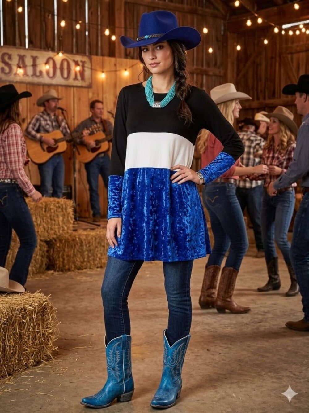 ELDRIDGE  LADIES LONG SLEEVE CRUSHED VELVET TUNIC/